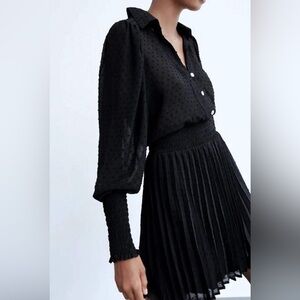 Zara Mesh Pleated Dress